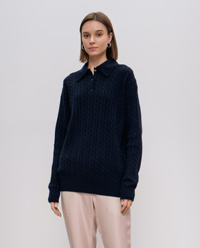 Miu Miu Синий свитер из кашемира с фактурным узором L977sh