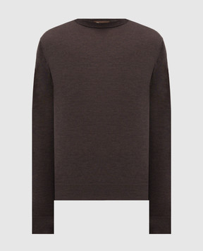 Doriani Cashmere Коричневий джемпер з вовни, шовку і кашеміру 18000Z79