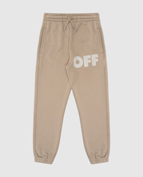 Off-White Детские джогеры цвета хаки с принтом логотипа OBCH001S25FLE003