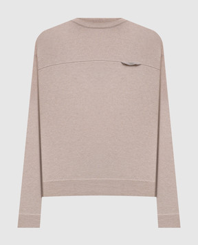 Brunello Cucinelli Бежевий джемпер з кашеміру з ланцюжком моніль M12212600P