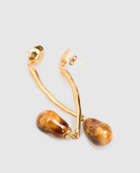 House of Fou Золотисті сережки Waka Amber з позолотою 22 карат WAKALONGWITHDROPS