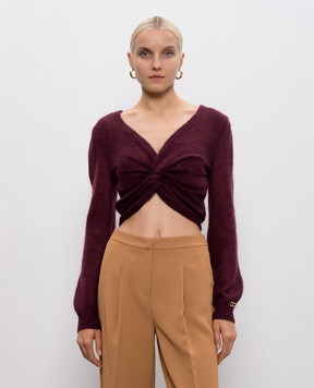 Twinset Бордовий укорочений светр з вовною 252TP3525