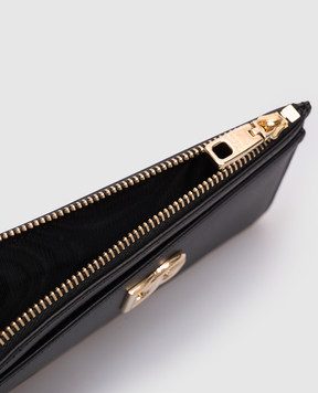 Dolce&Gabbana Черный кожаный картхолдер с металлической монограммой логотипа. BI1261AW576