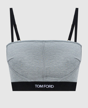 Tom Ford Серый меланжевый топ с логотипом TSJ472JEX011