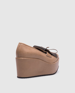 Brunello Cucinelli Бежевые кожаные туфли с цепочкой мониль MZDFLG079