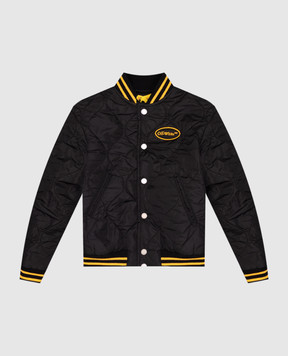Off-White Детский стеганый черный бомбер с вышивкой логотипа OBEH001S25FAB001