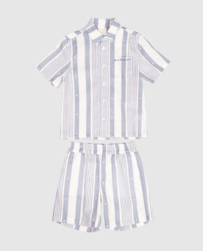Givenchy Детский белый костюм с леном в полоску H3071612+