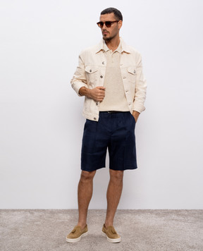 Brunello Cucinelli Бежевое поло с леном M2L707715