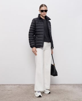 Moncler Чорна стьобана куртка Abderos з нашивкою емблеми логотипа K10931A0007754A81