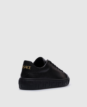 Versace Детские черные кожаные кеды Greca с логотипом 10180271A117323438