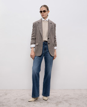 Brunello Cucinelli Бежевий светр з кашеміру з ланцюжком моніль M12707300