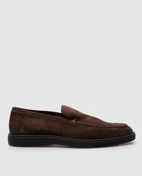 Santoni Коричневые замшевые лоферы MGDG17824SMOKSVU
