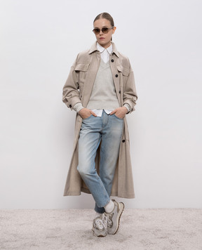 Brunello Cucinelli Сірий пуловер з люрексом MAZ260222