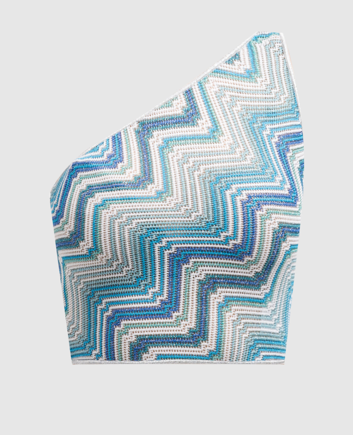 

Голубой топ на одно плечо с люрексом, Топы