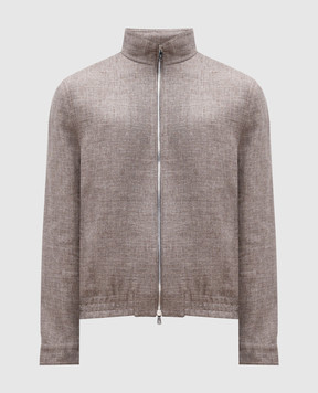 Brunello Cucinelli Бежевая куртка из льна, шерсти и шелка MW4826509