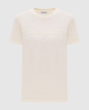 Moncler Бежева футболка з вишивкою логотипа K10938C0004489AUO