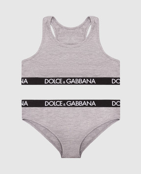Dolce&Gabbana Дитячий сірий набір із топа та трусиків L5J713FUGNE