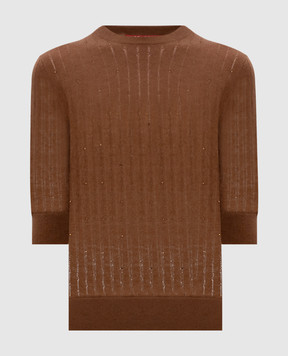 Max Mara Коричневый топ PILA из шерсти и шелка PILA