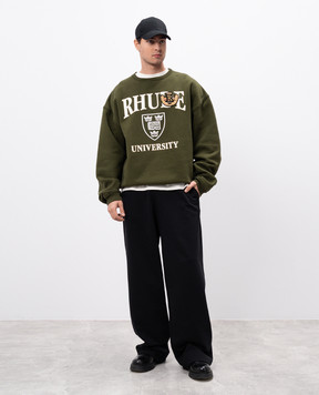 Rhude Зеленый свитшот OXFORD с принтом логотипа RHFW24ST05012