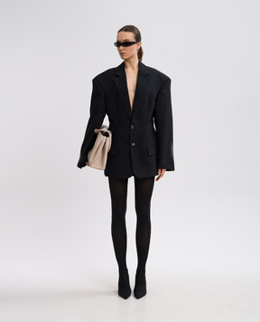 Balenciaga Черный жакет с шерстью с акцентными плечами 814409TKT28