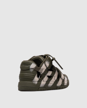 Off-White Шкіряні кросівки Оut Оf Оffice кольору хакі з вирізами OMIA29SZ25LEA001