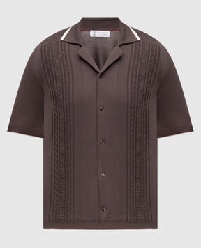 Brunello Cucinelli Коричневая рубашка с узором M29203415