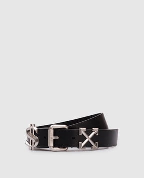 Off-White Черный кожаный ремень с логотипом Arrow OMRB14CC99LEA001