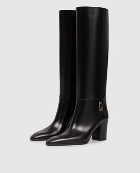 Saint Laurent Чорні шкіряні глянцеві чоботи JULIA 818207AAEHR