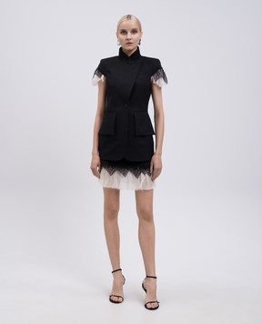 Alexander McQueen Черная юбка на запах из шерсти и шелка 830083QJADK