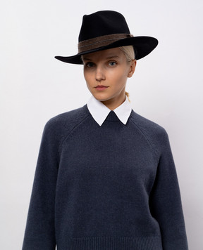 Brunello Cucinelli Чорний капелюх з повсті кролика MCAP90033