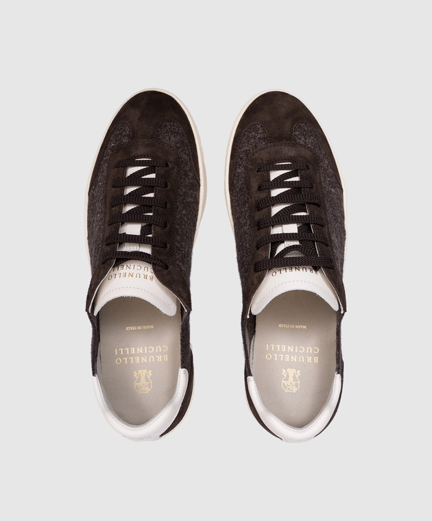 Brunello Cucinelli Коричневые кроссовки с логотипом логотип MZUKVTN286 изображение 4