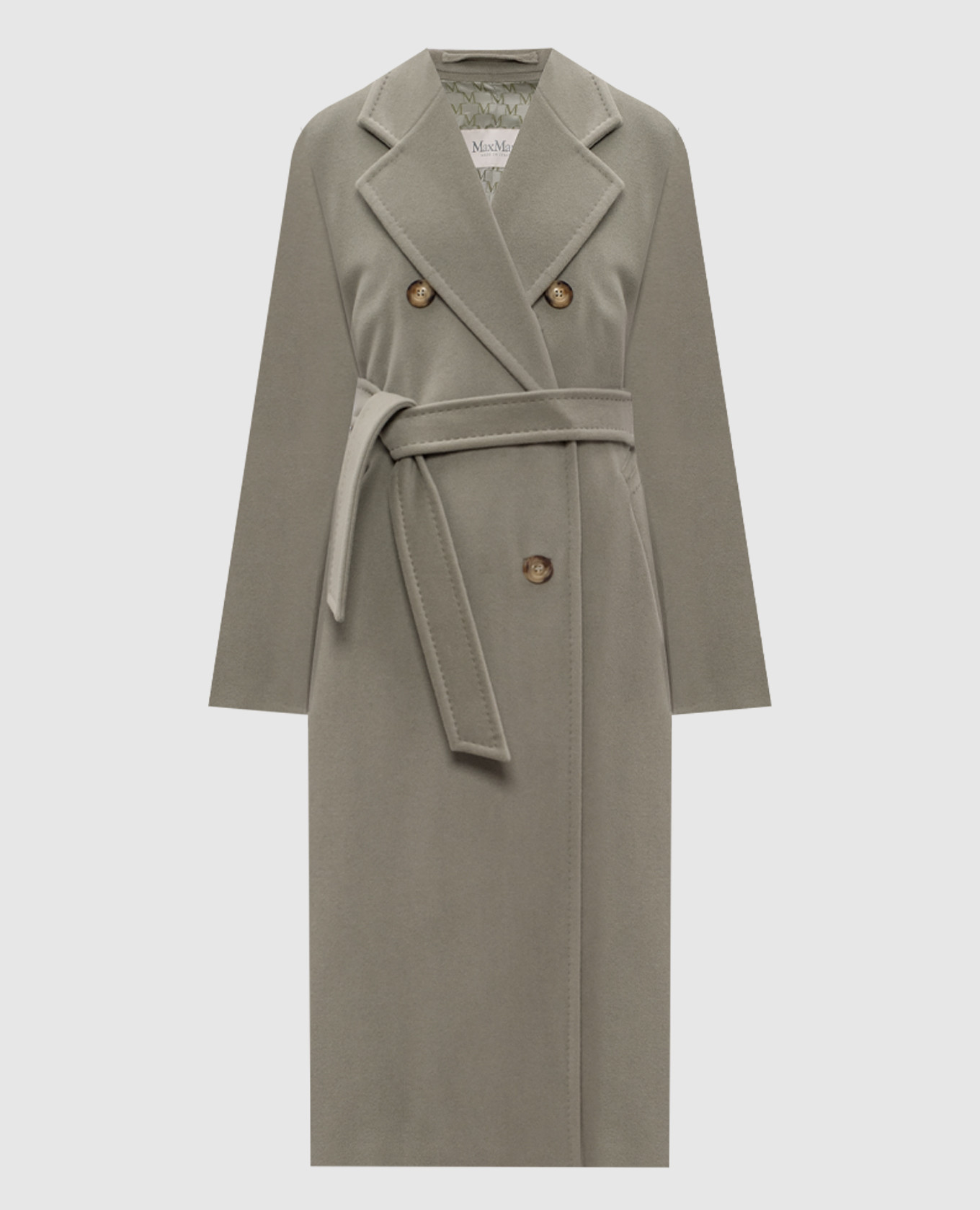 Зеленое двубортное пальто MADAME из шерсти и кашемира