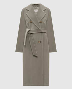 Max Mara Зеленое двубортное пальто MADAME из шерсти и кашемира MADAME