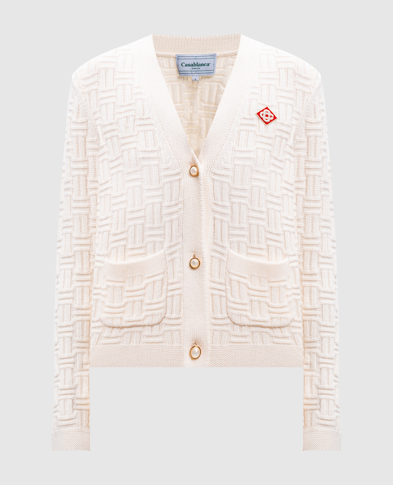 

Белый кардиган из шерсти с логотипом логотип логотип., Кардиганы