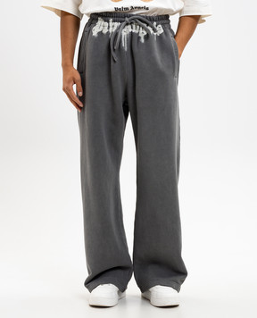 Palm Angels Сірі утеплені спортивні штани з принтом логотипа Spray PMCH028F25FLE001