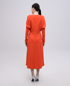 Victoria Beckham Оранжевое платье миди с шерстью 1225WDR005231C