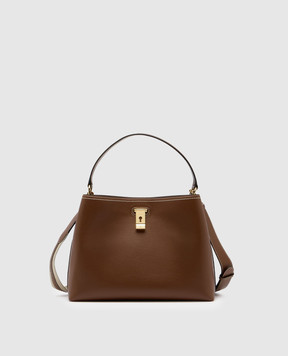 Bally Коричнева шкіряна сумка Lock Me WAH02OVT966