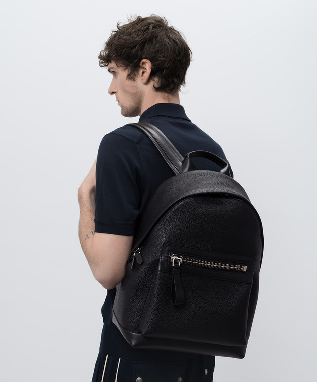 Tom Ford Черный кожаный рюкзак с логотипом H0397LCL213S изображение 2