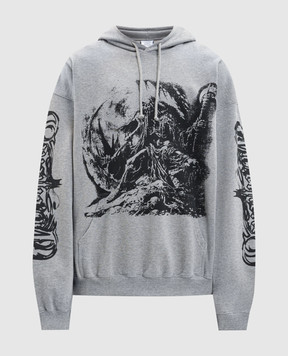 Vetements Сіре меланжеве худі з принтом UH76HD800G