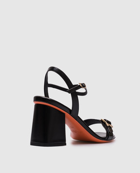 Santoni Черные кожаные глянцевые босоножки WHVT70836HA2TLPH
