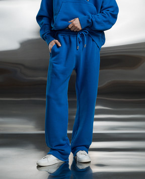 Off-White Сині спортивні штани з вишивкою Off OMCH054S24FLE001