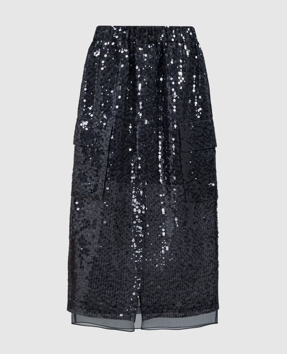 Gray silk skirt with sequins