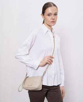 Gianni Chiarini Бежева шкіряна сумка крос-боді Nora з логотипом BS10224GRN