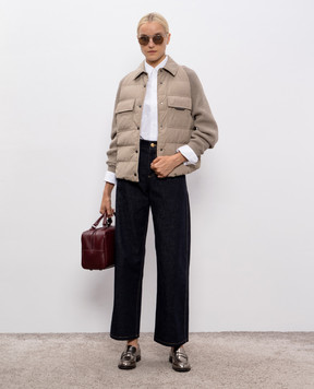 Brunello Cucinelli Бежева пухова куртка з вовною, кашеміром та шовком MD5997695