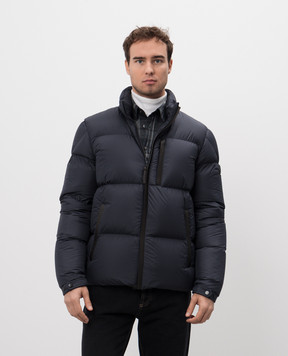 Moncler Синий пуховик с нашивкой логотипа J20911A00200549SK