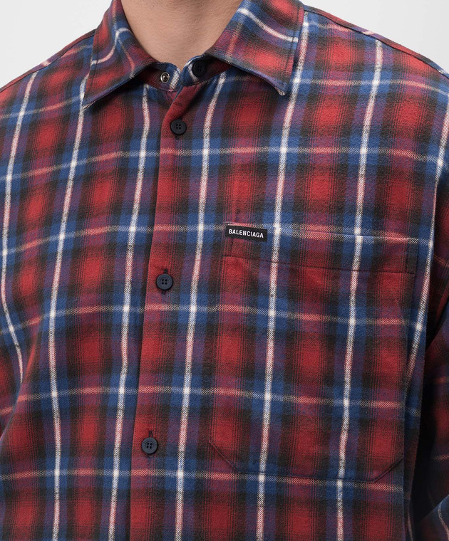 Balenciaga Красная утепленная рубашка в клетку с логотипом 768767TRM22 изображение 5