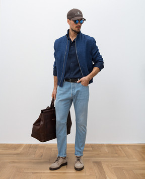 Brunello Cucinelli Синяя куртка из льна, кашемира и шерсти MW4826509