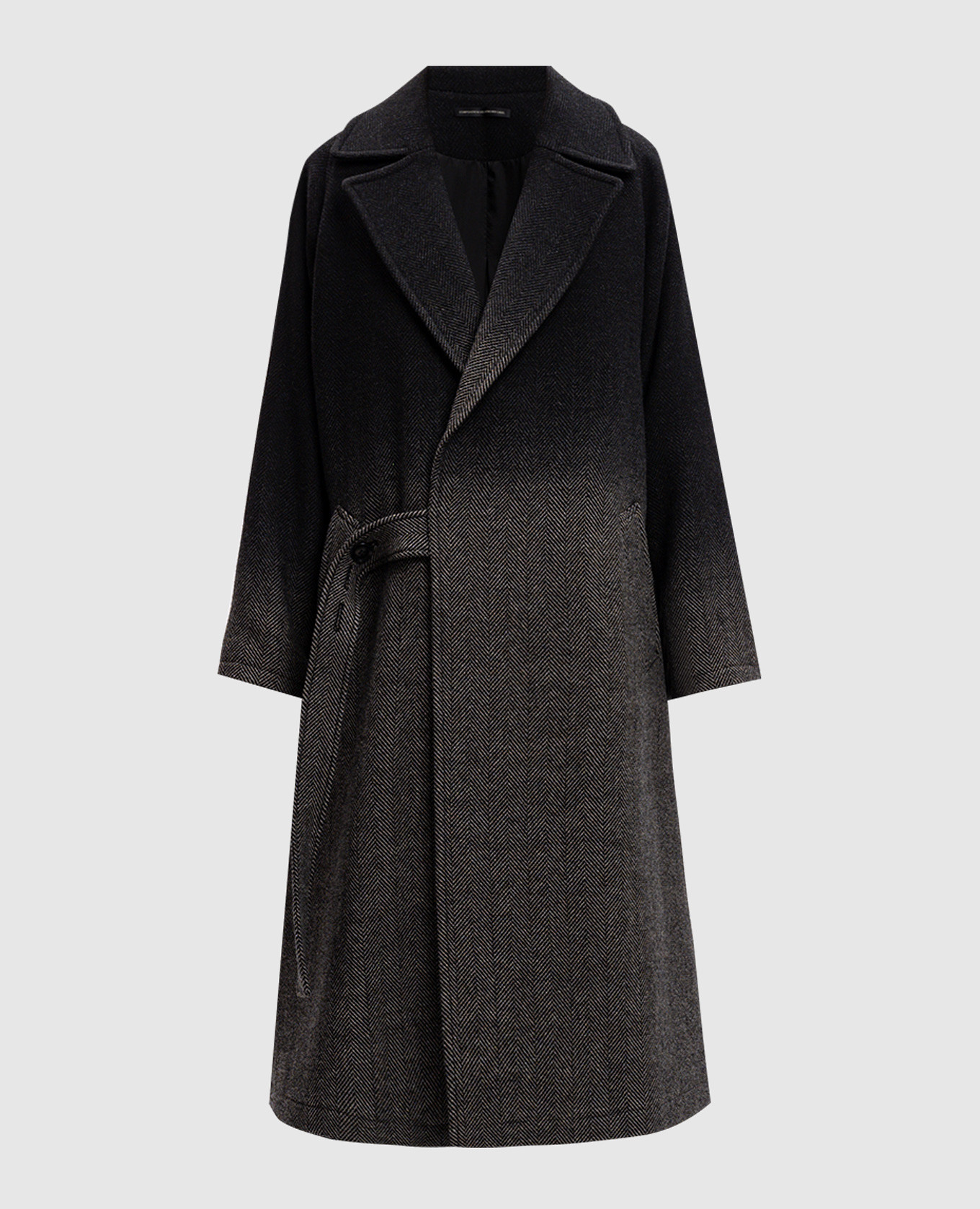 

Серое пальто с шерстью в узор с эффектом деграде, Серый, Пальто