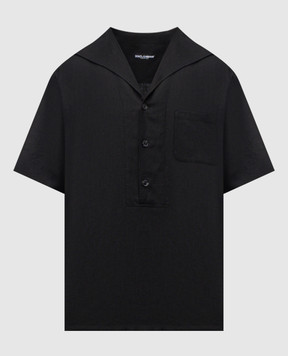 Dolce&Gabbana Черная рубашка из льна с коротким рукавом G5NE3TFU4JB