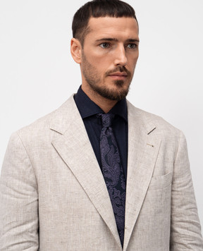 Brunello Cucinelli Фіолетова краватка із шовку в квітковий візерунок MV8890018